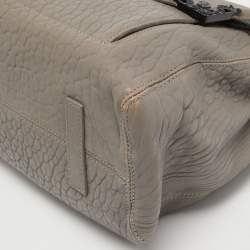 Pre Owned McQ by Alexander McQueen Grey Pebbled Leather Frame Flap Tote