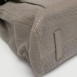 Pre Owned McQ by Alexander McQueen Grey Pebbled Leather Frame Flap Tote