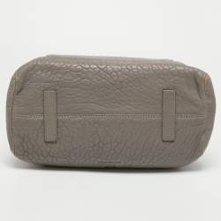 Pre Owned McQ by Alexander McQueen Grey Pebbled Leather Frame Flap Tote