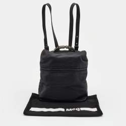 Pre Owned McQ by Alexander McQueen Black Leather Metal Detail Backpack