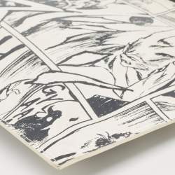 Pre Owned McQ by Alexander McQueen White/Black Manga Print Leather Zip Pouch