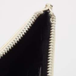 Pre Owned McQ by Alexander McQueen White/Black Manga Print Leather Zip Pouch