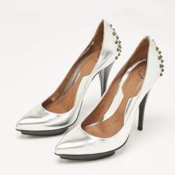 McQ by Alexander McQueen Silver Leather Platform Pumps Size 39