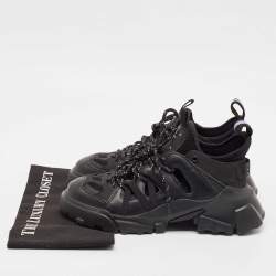 McQ by Alexander McQueen Black Leather and Mesh Lace Up Sneakers Size 40