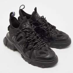 McQ by Alexander McQueen Black Leather and Mesh Lace Up Sneakers Size 40