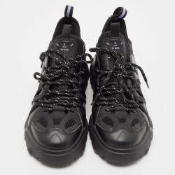 McQ by Alexander McQueen Black Leather and Mesh Lace Up Sneakers Size 40