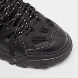 McQ by Alexander McQueen Black Leather and Mesh Lace Up Sneakers Size 40