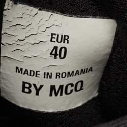 McQ by Alexander McQueen Black Leather and Mesh Lace Up Sneakers Size 40