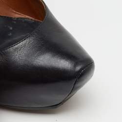 McQ by Alexander McQueen Black Leather Burlesque Ankle Strap Platform Pumps Size 38