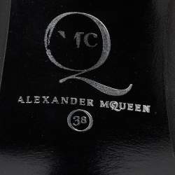 McQ by Alexander McQueen Black Leather Burlesque Ankle Strap Platform Pumps Size 38