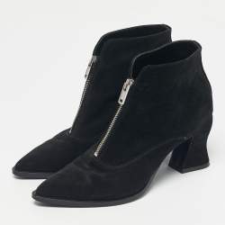 Pre Owned McQ by Alexander McQueen Black Suede Zip Up Ankle Boots Size 39