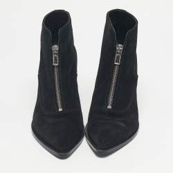 Pre Owned McQ by Alexander McQueen Black Suede Zip Up Ankle Boots Size 39