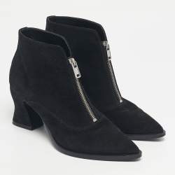 Pre Owned McQ by Alexander McQueen Black Suede Zip Up Ankle Boots Size 39