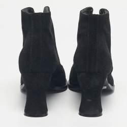 Pre Owned McQ by Alexander McQueen Black Suede Zip Up Ankle Boots Size 39