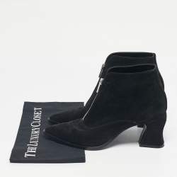 Pre Owned McQ by Alexander McQueen Black Suede Zip Up Ankle Boots Size 39