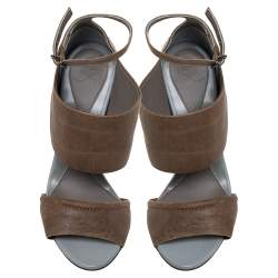 Pre Owned صندل أليكساندر ماكوين جلد نقشة التمساح رصاصي و بني مقاس 39