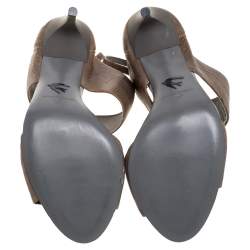 Pre Owned صندل أليكساندر ماكوين جلد نقشة التمساح رصاصي و بني مقاس 39