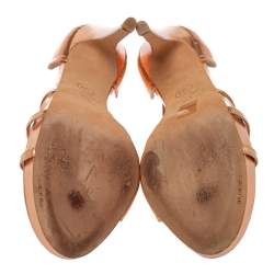 Pre Owned McQ By Alexander McQueen  Rose Gold Leather Slip On Sandals Size 38