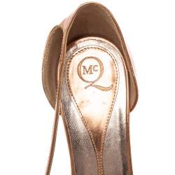 Pre Owned McQ By Alexander McQueen  Rose Gold Leather Slip On Sandals Size 38