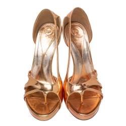 Pre Owned McQ By Alexander McQueen  Rose Gold Leather Slip On Sandals Size 38