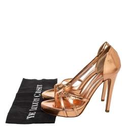 Pre Owned McQ By Alexander McQueen  Rose Gold Leather Slip On Sandals Size 38