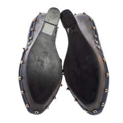 Pre Owned McQ By Alexander McQueen Black Leather Studded Wedge Pumps Size 38