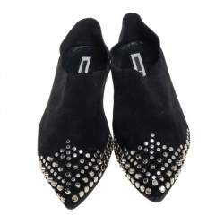 مملوكة مسبقًا McQ by Alexander McQueen Black Suede Liberty Folding Flats Size 38