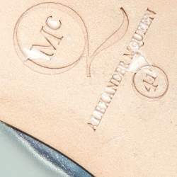 Pre Owned McQ by Alexander McQueen Silver Patent Leather Studded  Ballet Flats Size 41