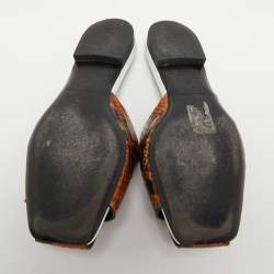 Pre Owned McQ Two Tone Python Embossed Leather Flat Mules Size 36