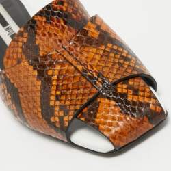 Pre Owned McQ Two Tone Python Embossed Leather Flat Mules Size 36