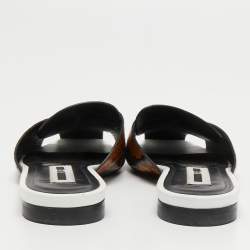 Pre Owned McQ Two Tone Python Embossed Leather Flat Mules Size 36