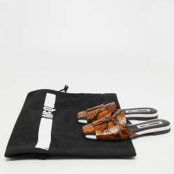 Pre Owned McQ Two Tone Python Embossed Leather Flat Mules Size 36