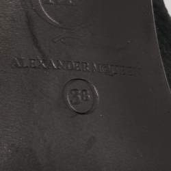 Pre Owned MCQ by Alexander MCQueen Black Nubuck and Leather Ankle Strap Sandals Size 38