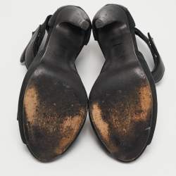 Pre Owned MCQ by Alexander MCQueen Black Nubuck and Leather Ankle Strap Sandals Size 38
