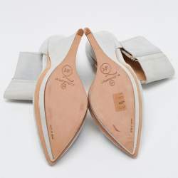 Pre Owned McQ by Alexander McQueen Light Grey Suede Ankle Cuff Wedge Pumps Size 39