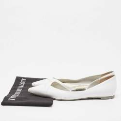 Pre Owned McQ by Alexander McQueen White Leather D'orsay Pointed Toe Ballet Flats Size 40