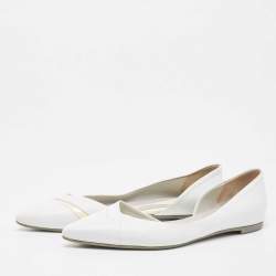 Pre Owned McQ by Alexander McQueen White Leather D'orsay Pointed Toe Ballet Flats Size 40