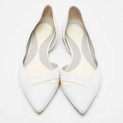 Pre Owned McQ by Alexander McQueen White Leather D'orsay Pointed Toe Ballet Flats Size 40