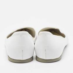 Pre Owned McQ by Alexander McQueen White Leather D'orsay Pointed Toe Ballet Flats Size 40