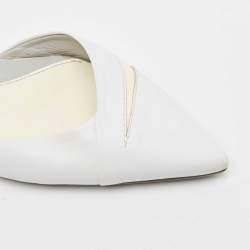 Pre Owned McQ by Alexander McQueen White Leather D'orsay Pointed Toe Ballet Flats Size 40