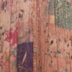 Pre Owned Mes Demoiselles Multicolor Floral Print Eyelet Detail Cotton Maxi Dress S