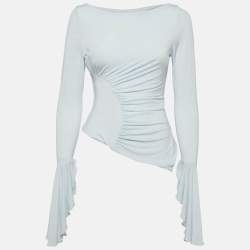 Meshki Blue Jersey Stevie Bell Sleeve Slinky Top M