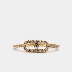 Messika Move Uno Pavé Diamond 18k Yellow Gold Ring Size 50
