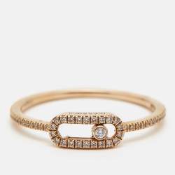 Messika Move Uno Pave Diamonds 18k Rose Gold Ring Size 59