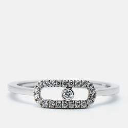 Messika Move Uno Diamonds 18k White Gold Ring Size 48