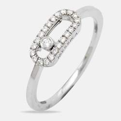 Messika Move Uno Diamonds 18k White Gold Ring Size 48