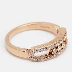Messika Baby Move Pavé Diamond 18k Rose Gold Ring Size 52