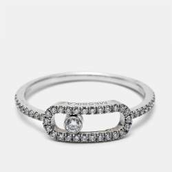 Messika Move Uno Pave Diamonds 18k White Gold Ring Size 59