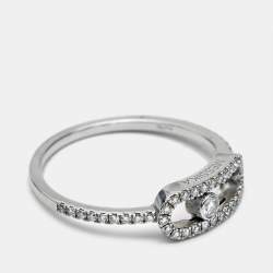 Messika Move Uno Pave Diamonds 18k White Gold Ring Size 59