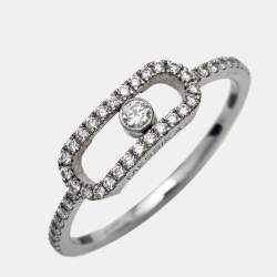 Messika Move Uno Pave Diamonds 18k White Gold Ring Size 59